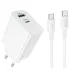 МЗП Borofone BA108A Stellar PD30W+QC3.0 (1USB-A/1C) + кабель Type-C to Type-C фото 1 з 1