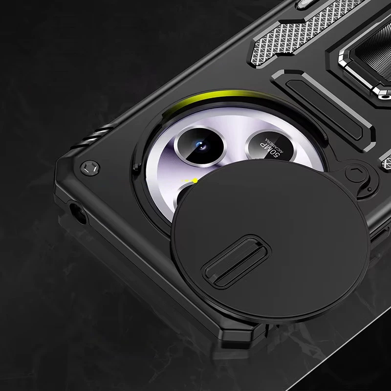 Ударостійкий чохол Square Ring зi шторкою на камеру на Xiaomi Poco C75 – Чорний / Black. Фото 3 з 5