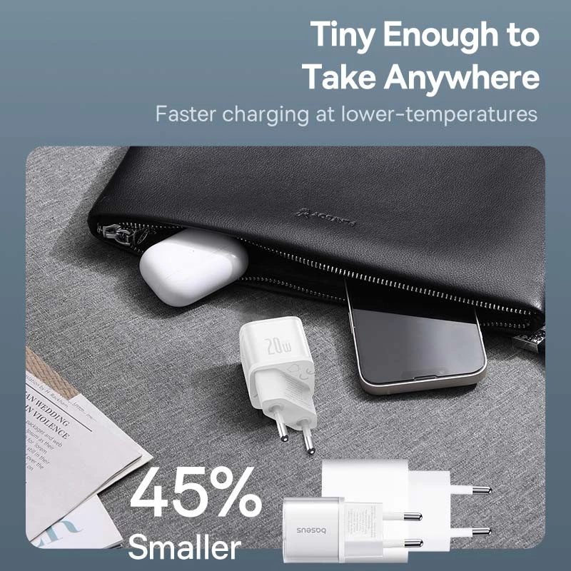 СЗУ Baseus GaN5S OS 1C 20W (P10162503) – Moon White. Фото 6 из 7