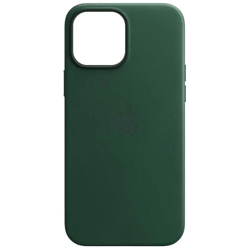 Кожаный чехол Leather Case с MagSafe для Apple iPhone 14 (6.1") – Military green. Фото 2 из 9