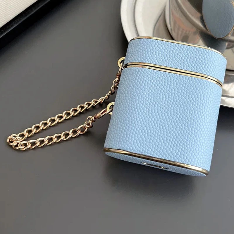 Шкіряний футляр Suitcase для навушників AirPods 1/2 – Blue. Фото 2 з 3