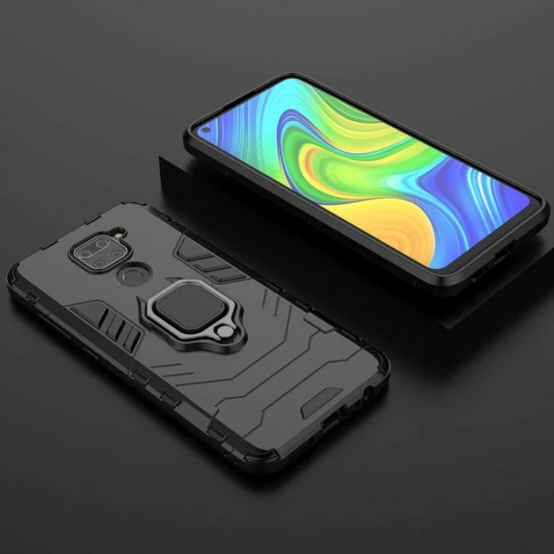 Протиударний чохол Transformer з кільцем на Xiaomi Redmi Note 9 / Redmi 10X – Чорний / Soul Black. Фото 5 з 7