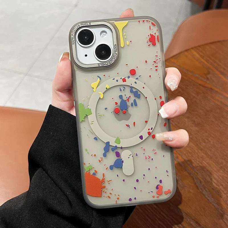 Чехол абстракция рисования с MagSafe для Apple iPhone 14 (6.1") – Titanium grey. Фото 2 из 2