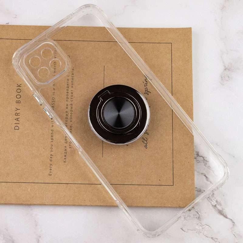 TPU+PC чехол с металлическим кольцом-держателем для Samsung Galaxy A22 5G – Черный. Фото 7 из 8