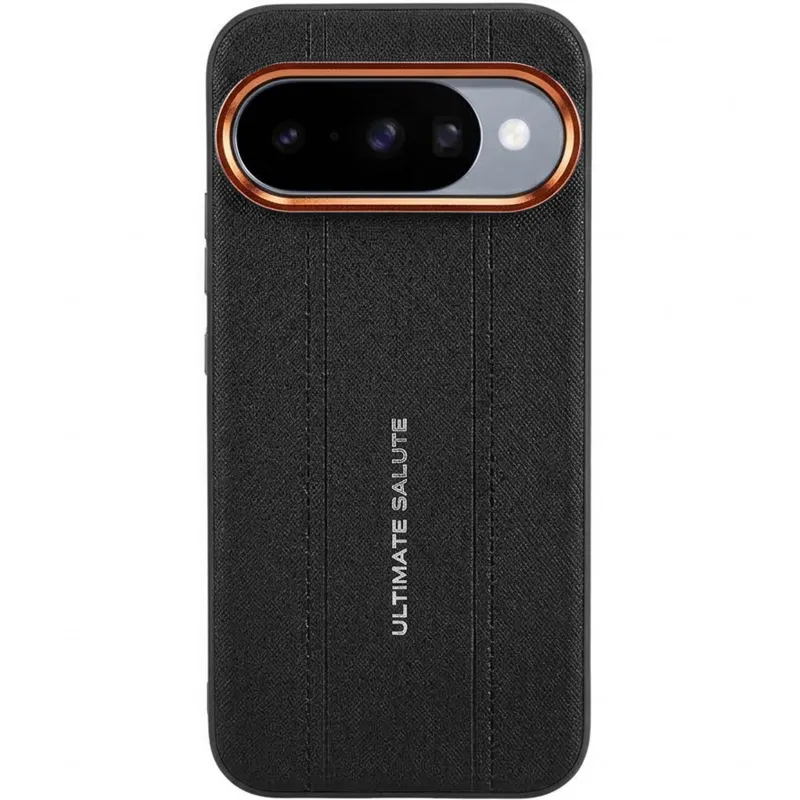 TPU+PC Vegan Leather Case with Metal Camera Frame для Google Pixel 11 – Black. Фото 1 з 2