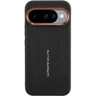 TPU+PC Vegan Leather Case with Metal Camera Frame для Google Pixel 11 — Black