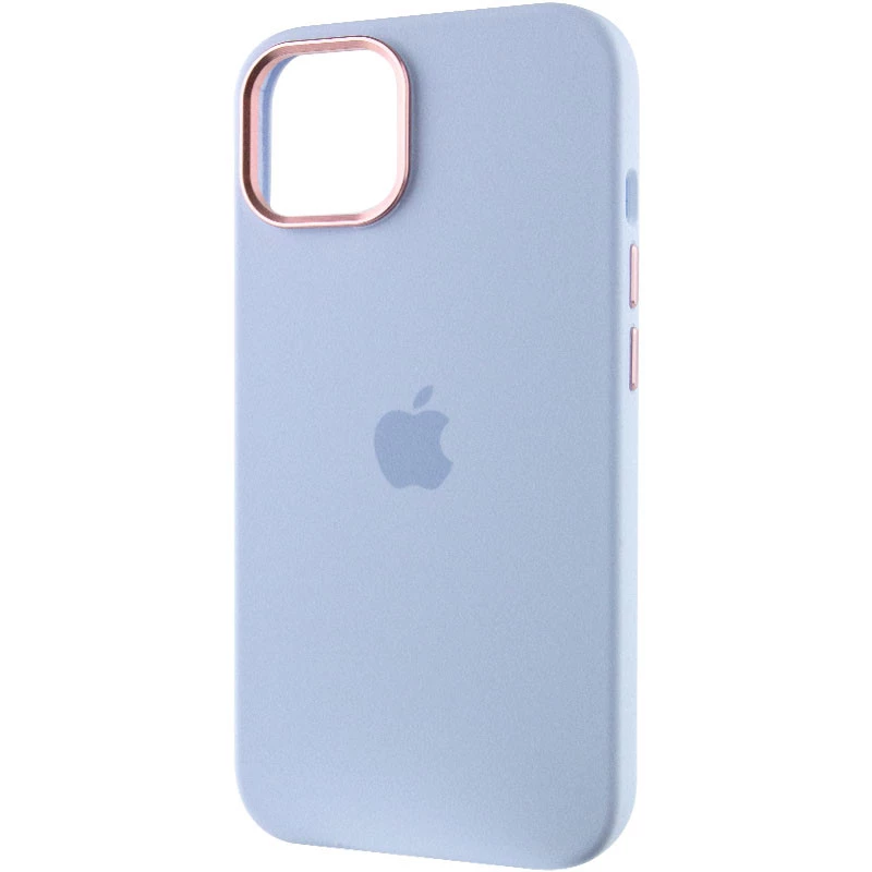Чехол Silicone Case с металлическими кнопками для Apple iPhone 14 (6.1") – Голубой / Cloud Blue. Фото 4 из 9