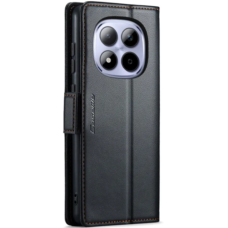 Шкіряний чохол-книжка CaseMe Nappa leather для Xiaomi Redmi Note 15 Pro+ 5G – Black. Фото 4 з 10