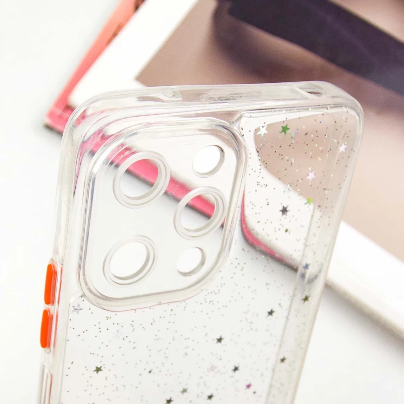 Чохол з блискітками та захистом камери на Xiaomi Redmi 12 – Прозорий. Фото 5 з 9