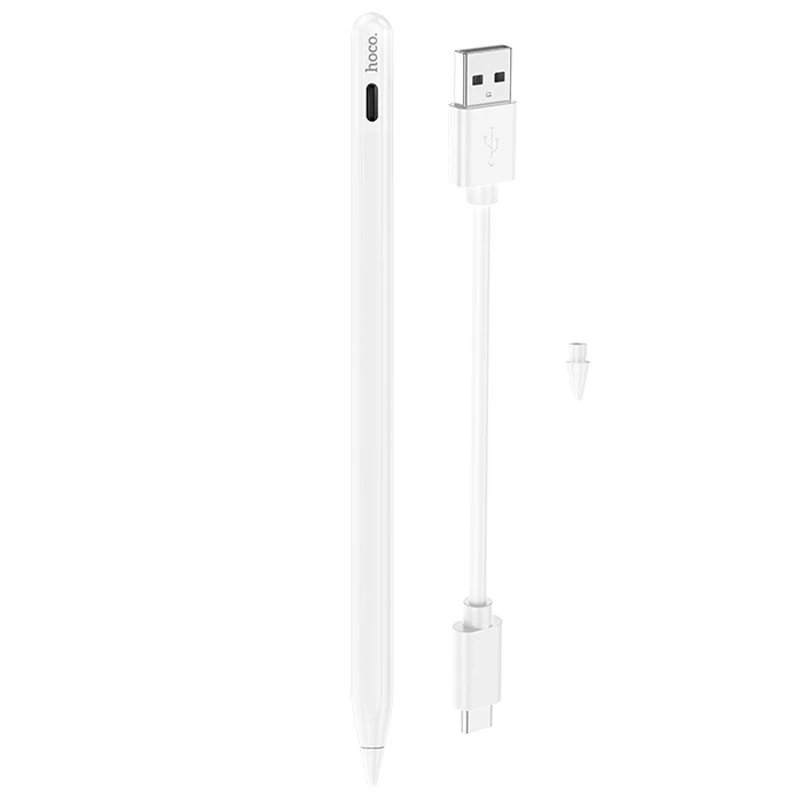 Стилус Hoco GM112 Intelligent anti-lost active capacitive pen with digital display for iP – White. Фото 4 з 8