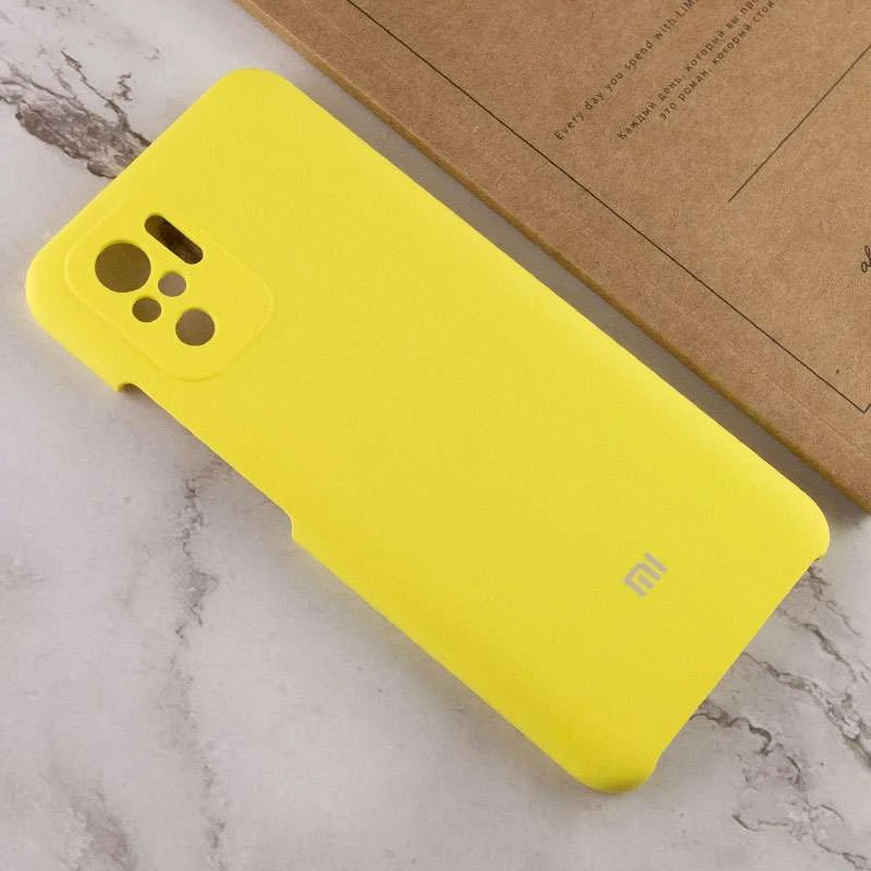 Чохол Silicone Case Premium з закритим низом та захистом камери на Xiaomi Redmi Note 10 / Note 10s – Жовтий / Bright Yellow. Фото 4 з 4