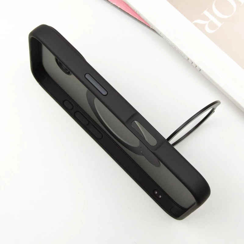 Кольоровий TPU+PC з металевими кнопками, кільцем та MagSafe на Apple iPhone 16 – Black. Фото 7 з 11
