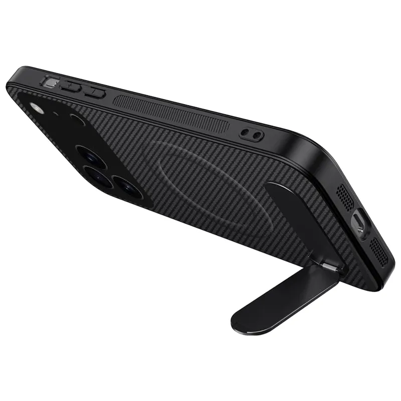 TPU+PC чохол Carbon Kickstand Magnetic Case для Apple iPhone 18 Pro Max – Black. Фото 3 з 3
