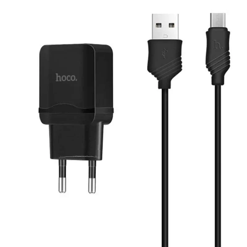 

СЗУ Hoco C22A USB Charger 2.4A (+ кабель Lightning) (Черный), Чорний
