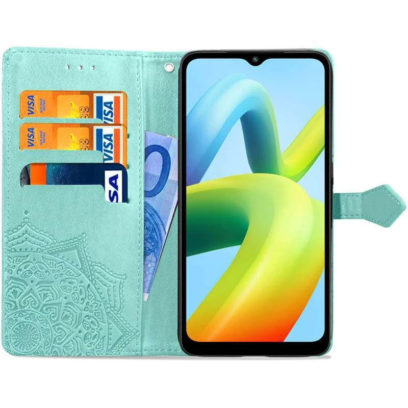 Кожаный чехол-книжка Art Case с визитницей для Xiaomi Redmi A1 / A2 – Бирюзовый. Фото 2 из 5