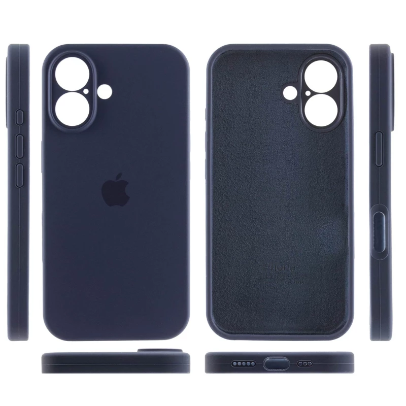 Чехол Silicone Case с защитой камеры для Apple iPhone 16 – Темно-синий / Midnight blue. Фото 3 из 7