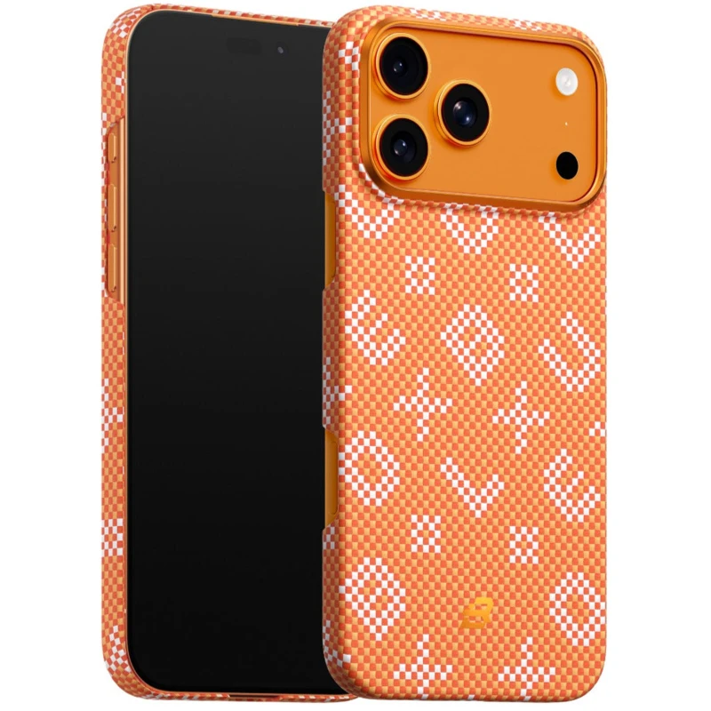 TPU+PC чохол Blueo Gilded Tactile Woven with MagSafe для Apple iPhone 17 Pro (6.3") – Orange. Фото 3 з 4