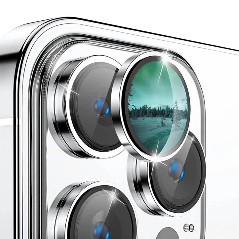 Металлическое защитное стекло на камеру для Apple iPhone 14 Pro Max (6.7") – Серебряный / Silver. Фото 9 из 10