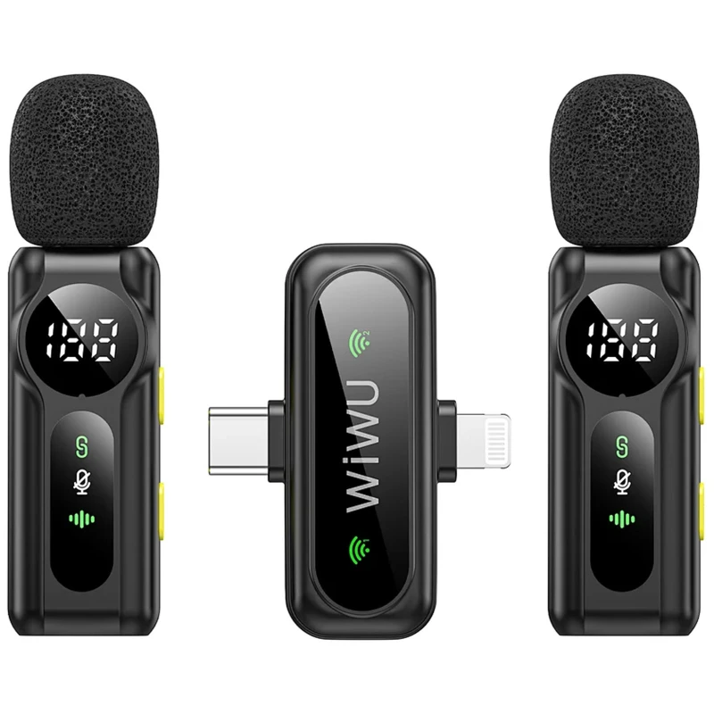 Петличний бездротовий мікрофон WIWU WM007 Dual-mic (Lightning/Type-C) – Black. Фото 3 з 6