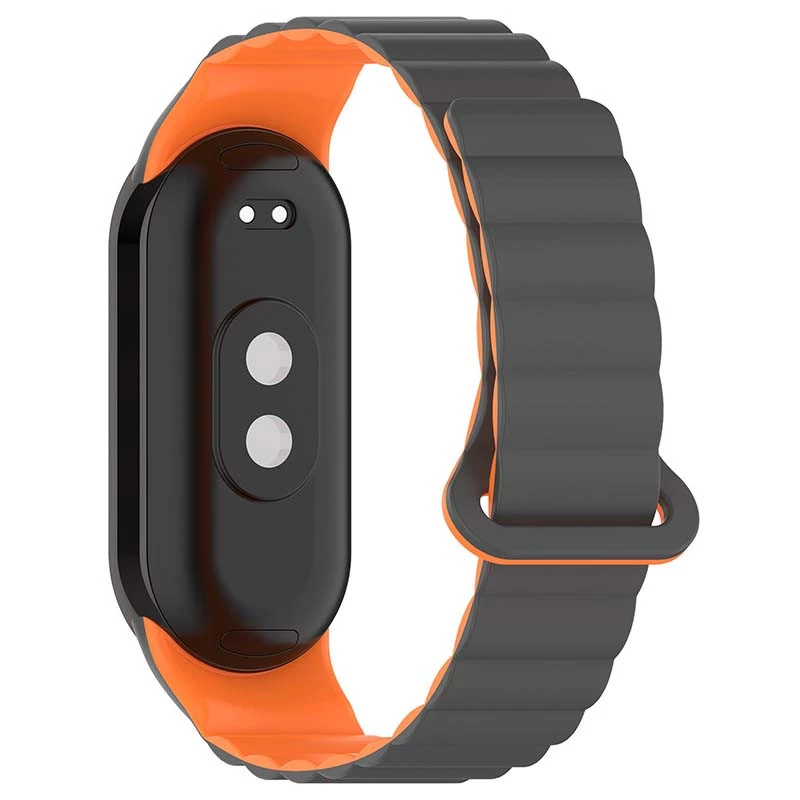 Ремінець Dual-color Magnetic для Xiaomi Mi Band 9/8 – Gray / Orange. Фото 4 з 8