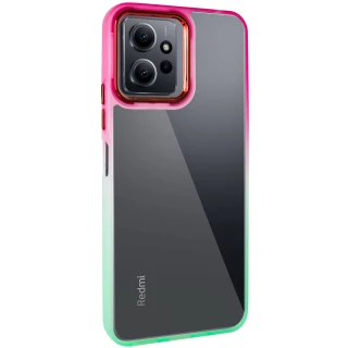 Силиконовый чехол фреш для Xiaomi Redmi 12 — Салатовый / Розовый