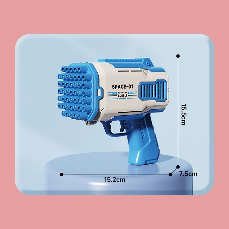 Пістолет для мильних бульбашок Bubble Gun 698-20 з насадками на 32/45 отворів 50ml – Blue. Фото 4 з 4