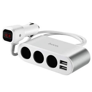 АЗУ з розгалужувачем прикурювача Hoco Z13 (3 порти+2USB/2.1A+LCD) фото 1 з 1