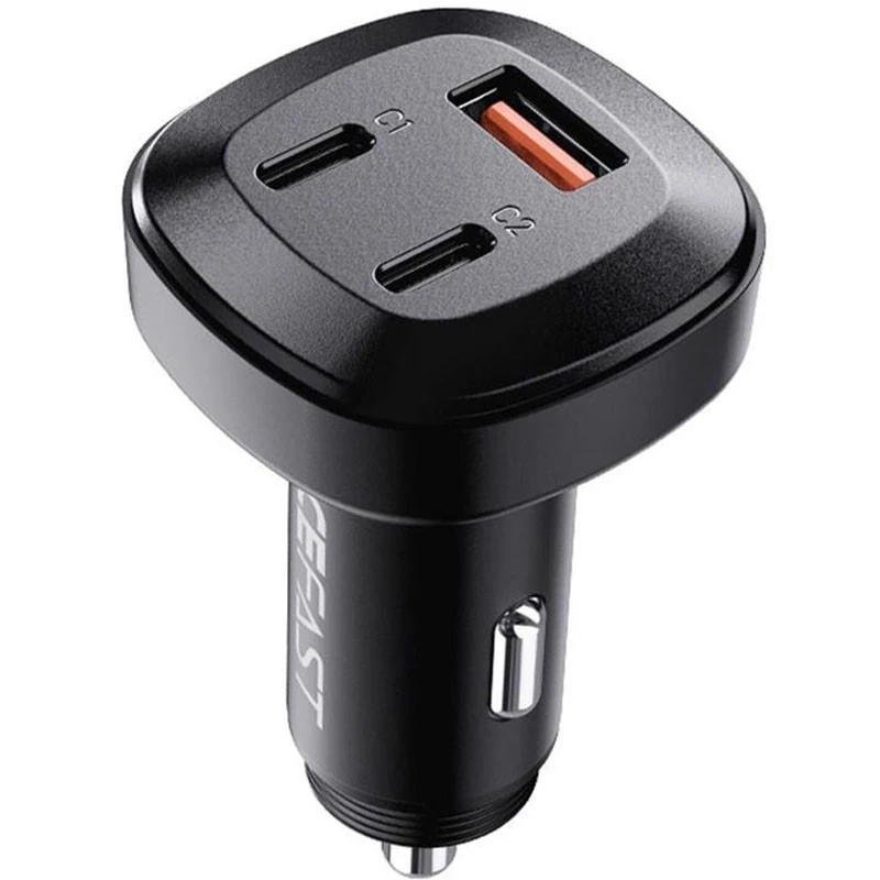 АЗУ Acefast B3 66W(USB-C+USB-C+USB-A) three-port metal car charger – Black. Фото 2 из 5