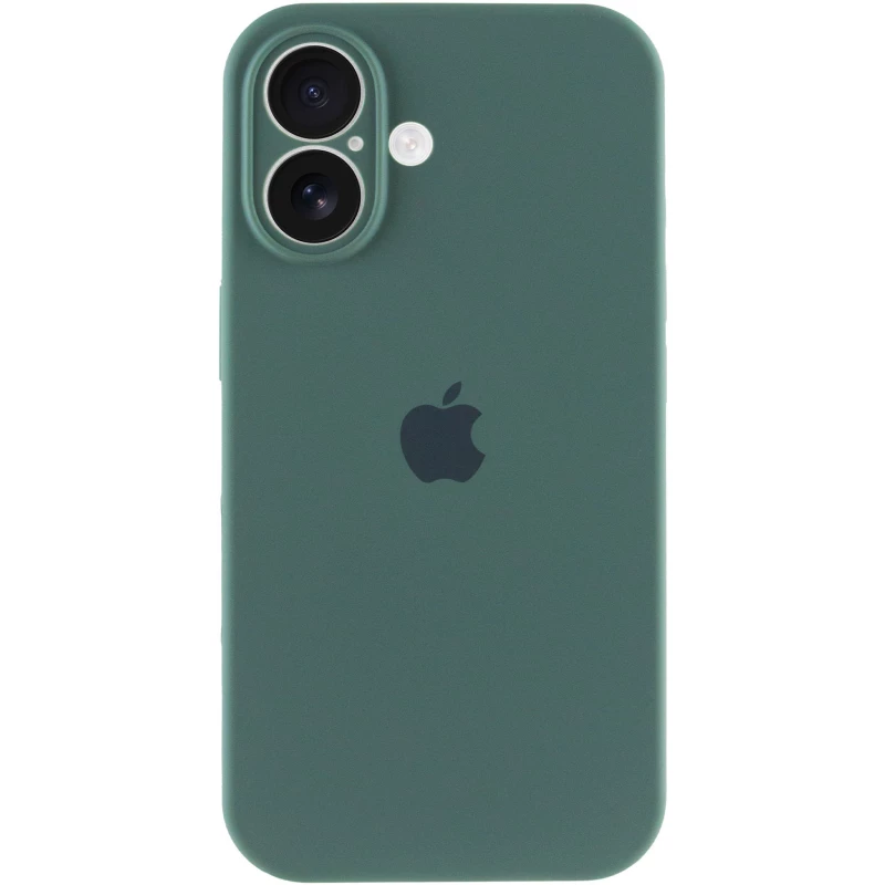 Чехол Silicone Case с защитой камеры для Apple iPhone 16 – Зеленый / Pine green. Фото 3 из 8