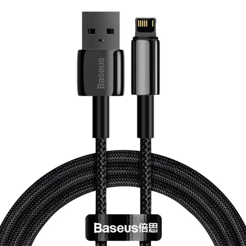 Дата кабель Baseus Tungsten Gold USB to Lightning Cable 2.4A (2m) (CALWJ-A0) – Black. Фото 1 з 6
