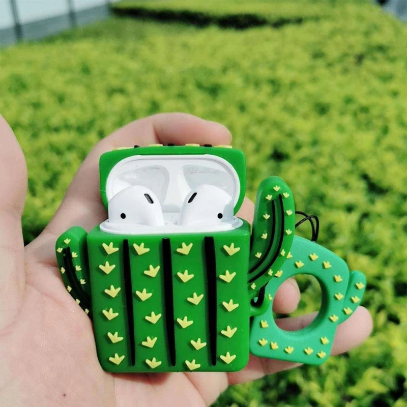 Силиконовый футляр Smile Fruits series для наушников AirPods 1/2 + кольцо – Cactus. Фото 3 из 5