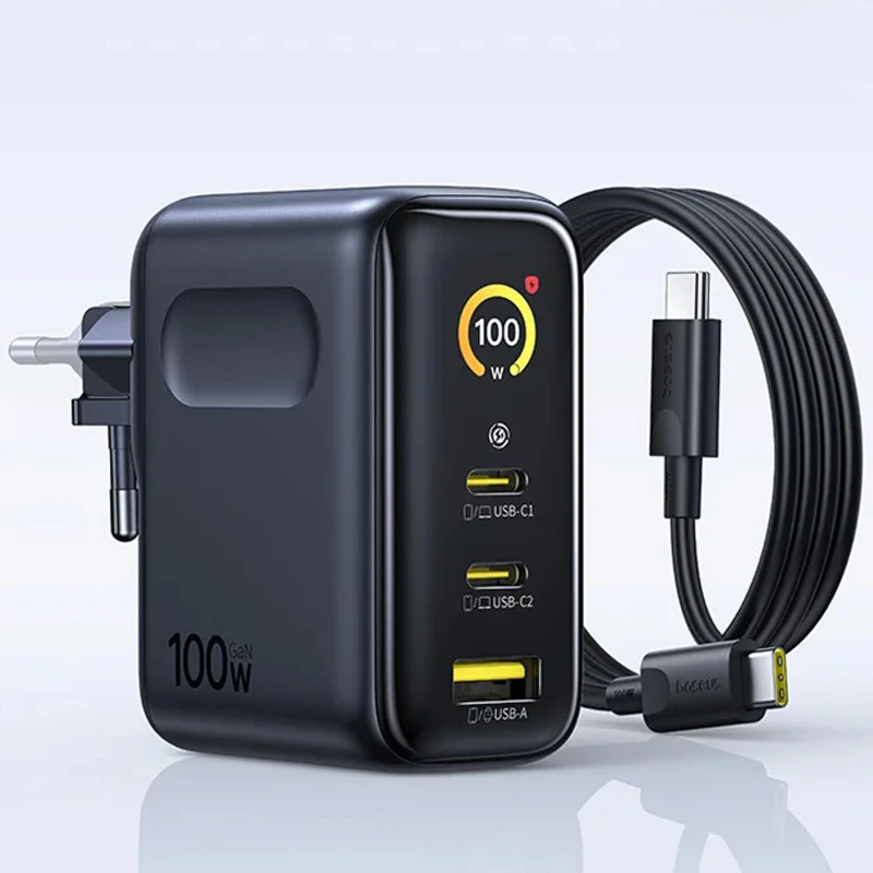 МЗП Baseus PicoGo AE21 Fast Charger 100W (1USB-A/2C) + кабель Type-C to Type-C (E0121B) – Cosmic Black. Фото 5 з 5