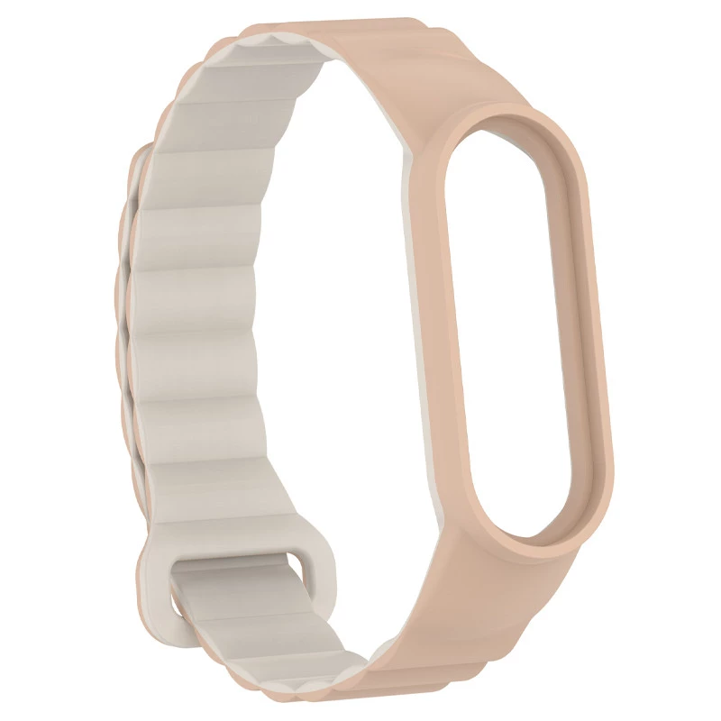 Ремінець Dual-color Magnetic для Xiaomi Mi Band 7/6/5/4/3 – Beige / White. Фото 3 з 4