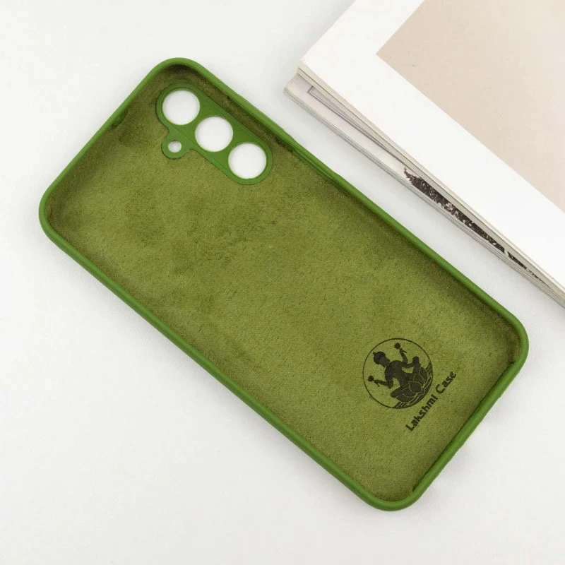Чохол Silicone Cover Lakshmi Full Camera (AA) with Magnetic Fit для Samsung Galaxy S24 FE – Зелений / Dark green. Фото 7 з 11