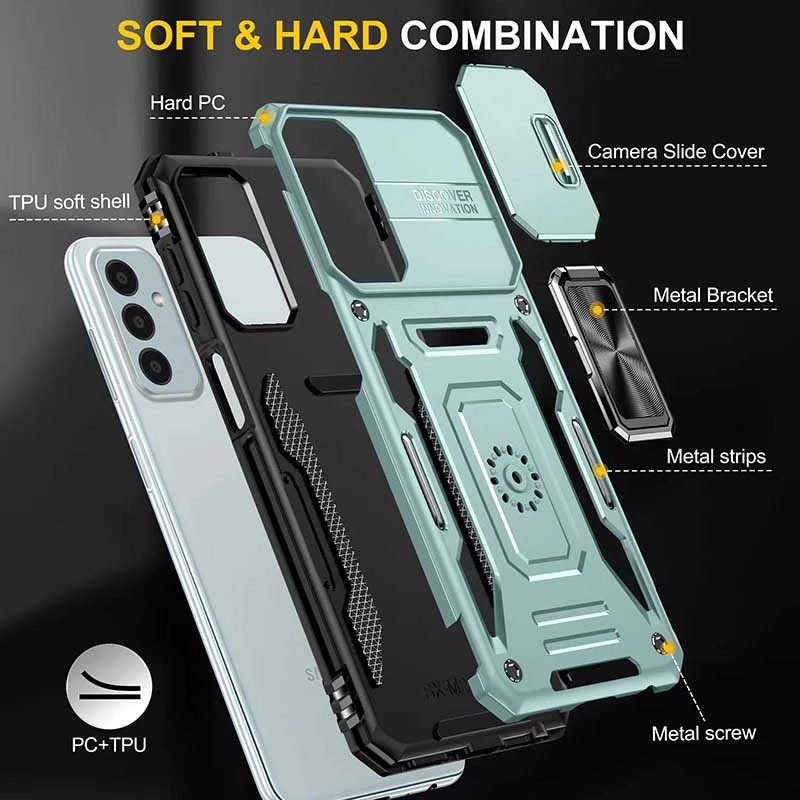 Ударостійкий чохол Square Ring зi шторкою на камеру на Samsung Galaxy A15 4G/5G – Зелений / Light Green. Фото 7 з 7