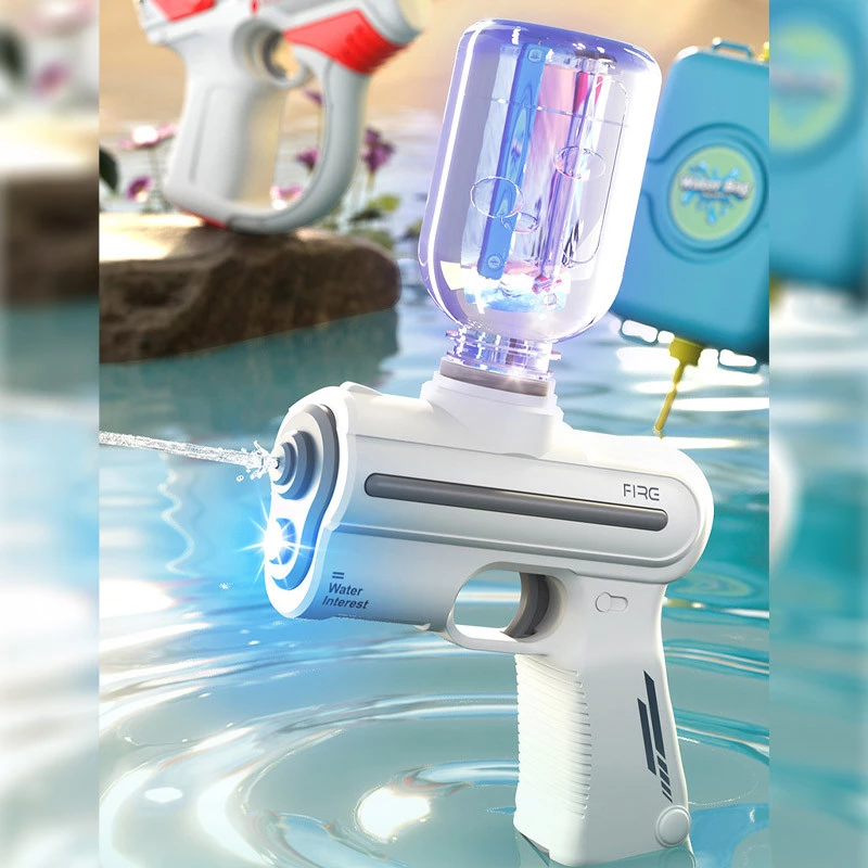 Водяний акумуляторний пістолет Water Gun 9007B (200ml) with lithium battery – White. Фото 3 з 6