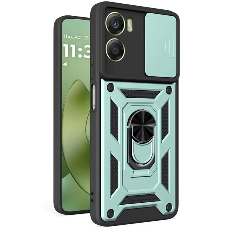 Удароміцний чохол Ummi Camshield Serge Ring (in box) для Motorola Moto E15 – Зелений / Green. Фото 2 з 2