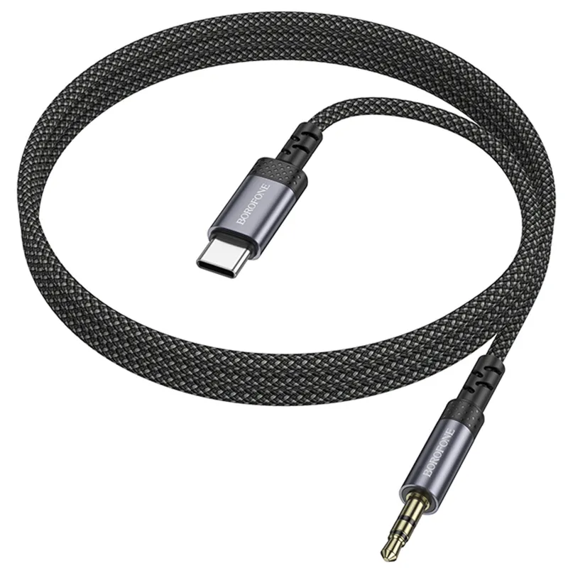 Аудіо кабель Aux Borofone BL24 Graceful Type-C to AUX 3.5mm) (1m) – Metal grey. Фото 7 з 7