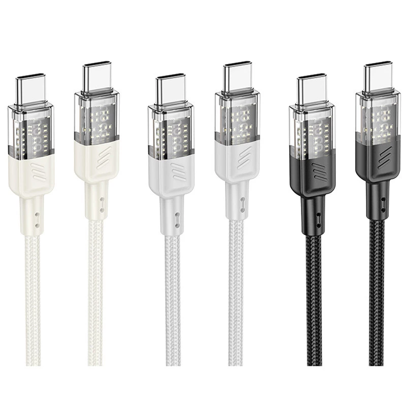 Дата кабель Hoco U129 Spirit Transparent Type-C to Type-C 60W (1.2m) фото 2 з 2