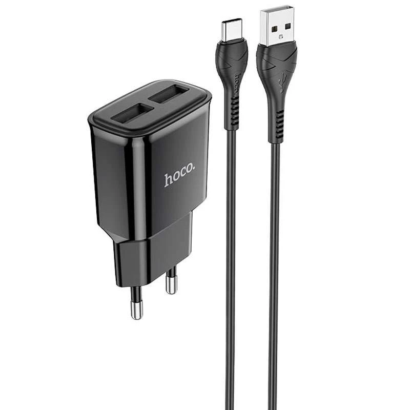 

МЗП HOCO C88A (2USB/2.4A) + Type-C (Чорний)