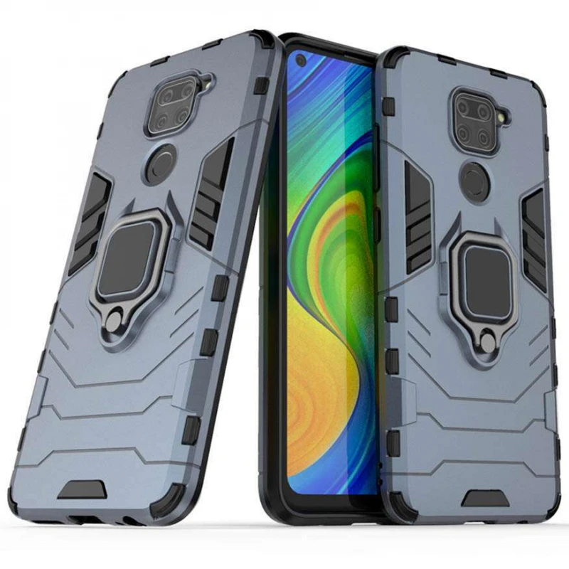 Протиударний чохол Transformer з кільцем на Xiaomi Redmi Note 9 / Redmi 10X – Сірий / Metal slate. Фото 2 з 5