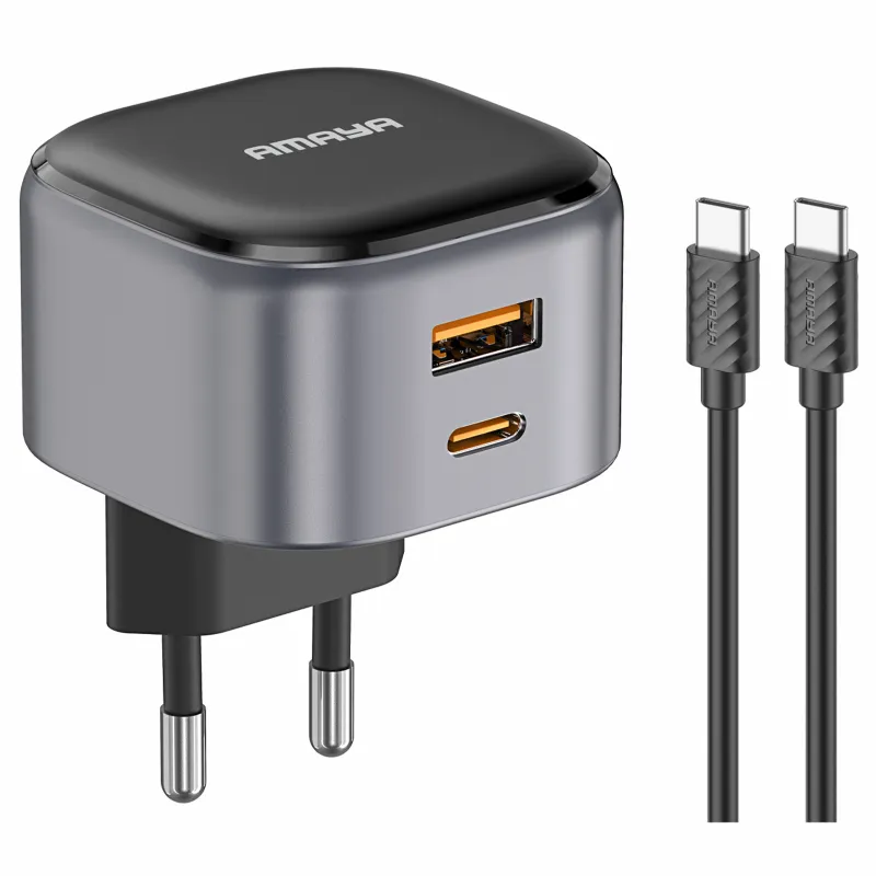 МЗП Amaya E211D PD20W+QC3.0 (1USB-A/1C) + кабель Type-C to Type-C фото 1 з 1