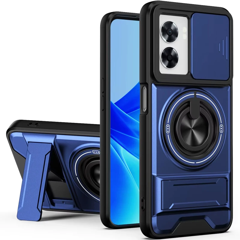 Ударостійкий чохол Camshield StandRing case для Oppo A5x – Blue. Фото 2 з 2