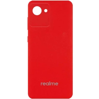 Чехол Silicone Case с закрытым низом и защитой камеры для Realme C30 — Красный / Red