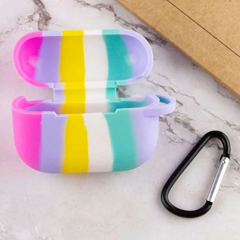 Силіконовий футляр Colorfull для навушників AirPods Pro – Темно-рожевий / Бузковий. Фото 3 з 4