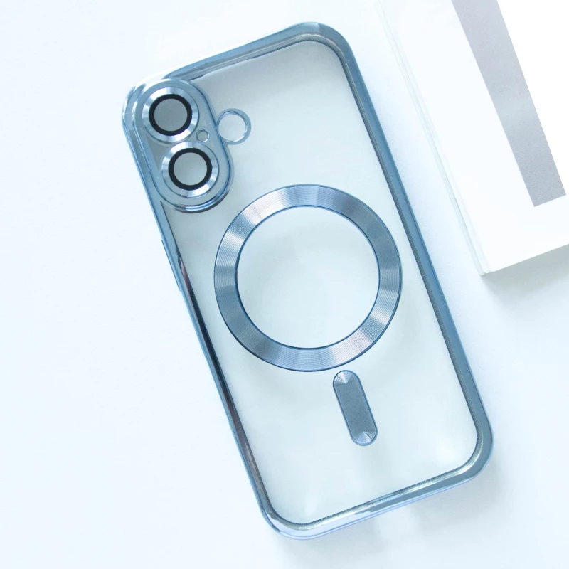 Хромовий TPU чохол з MagSafe на Apple iPhone 16 – Блакитний / Sky Blue. Фото 6 з 8