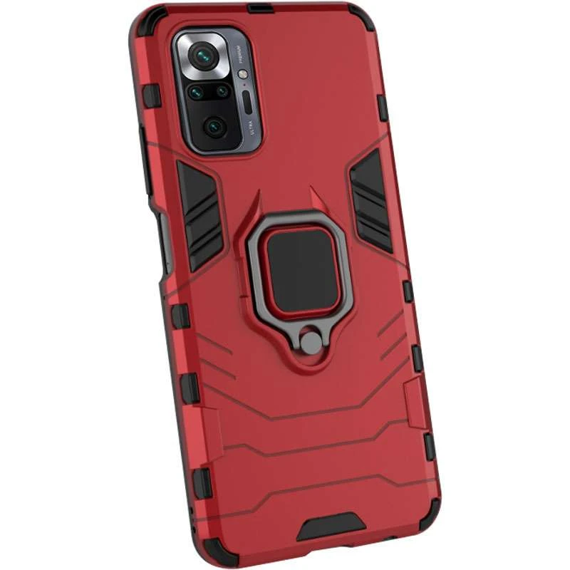 

Протиударний чохол Transformer з кільцем на Xiaomi Redmi Note 10 Pro (Червоний / Dante Red)