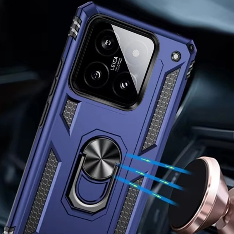Протиударний чохол Serge Ring з кільцем на Xiaomi 14T – Темно-синій. Фото 3 з 3