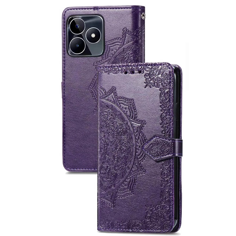 Шкіряний чохол-книжка Art Case з візитницею для Realme C51 – Фіолетовий. Фото 5 з 5