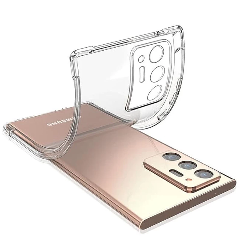 Ультратонкий силіконовий чохол GETMAN з критими бортами та камерою для Samsung Galaxy Note 20 Ultra – Безбарвний (прозорий). Фото 2 з 4